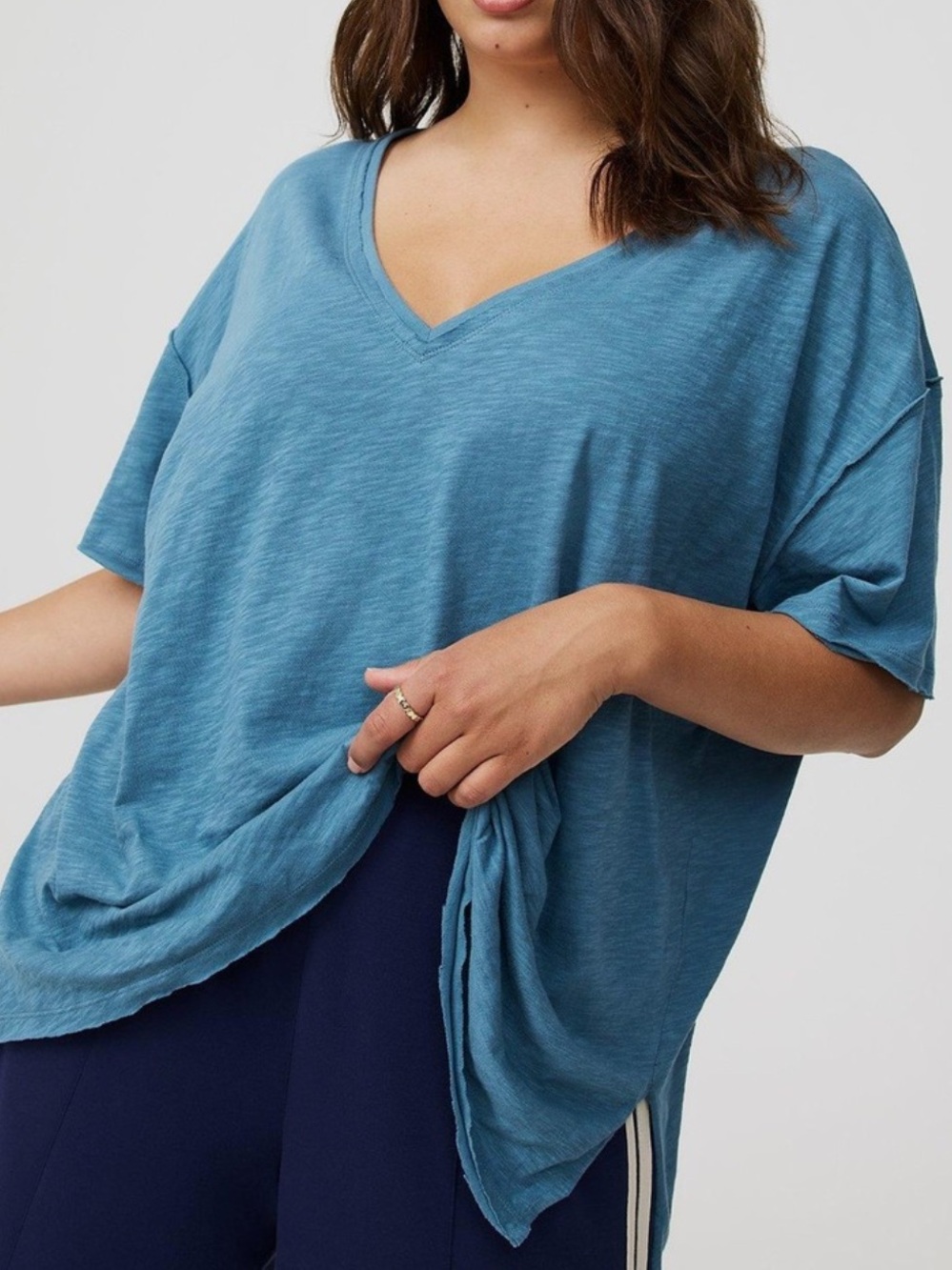 Torrid Relaxed Fit Slub Knit Tee Oversized Blue 2X 100% Cotton Lightweight